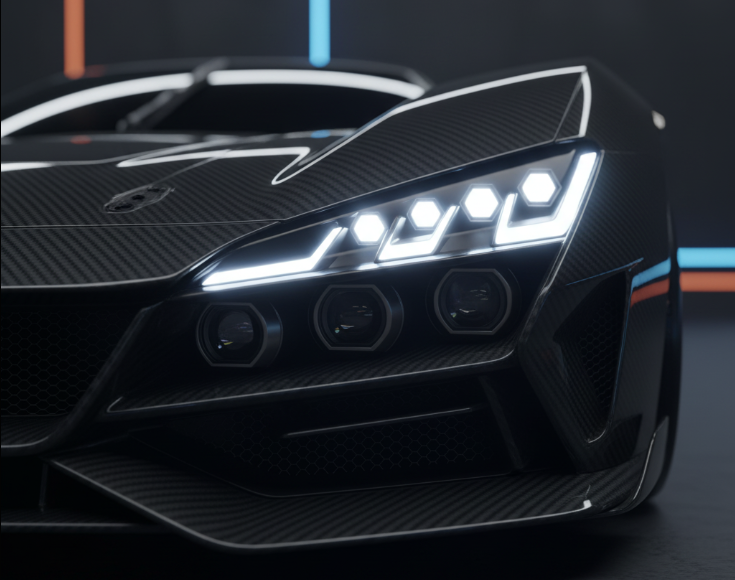 Detajl prednjeg svjetla sportskog automobila